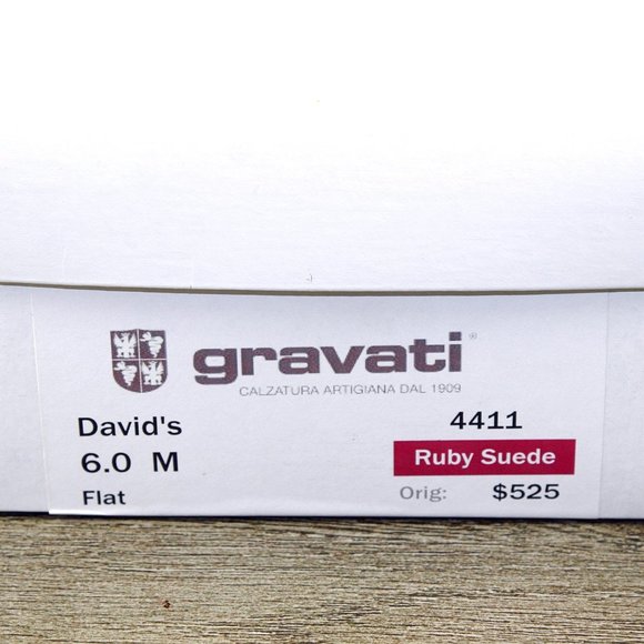 $525 * worn 2x * GRAVATI Women\'s 6 M David\'s 4411 Ruby Suede * add $15 Trees